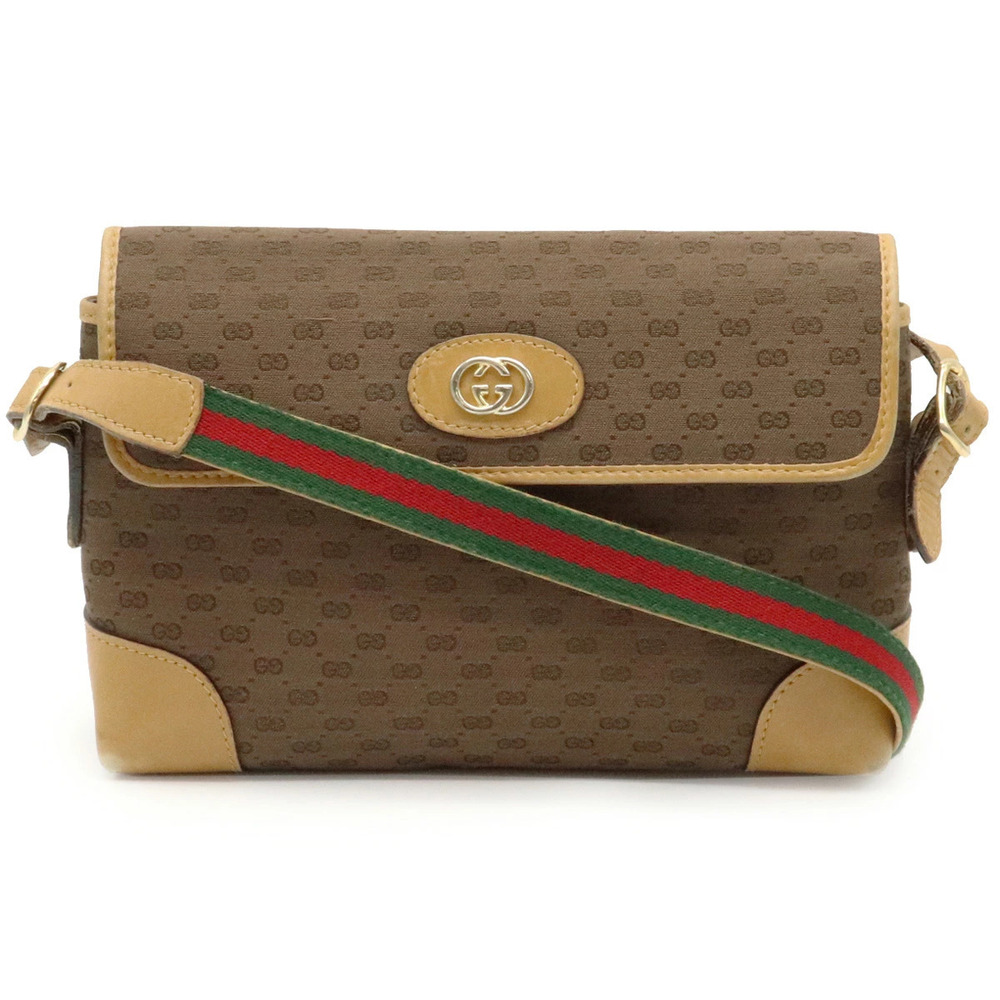 Gucci GG Sherry Shoulder Bag Hobo Canvas Leather Brown Beige Cream